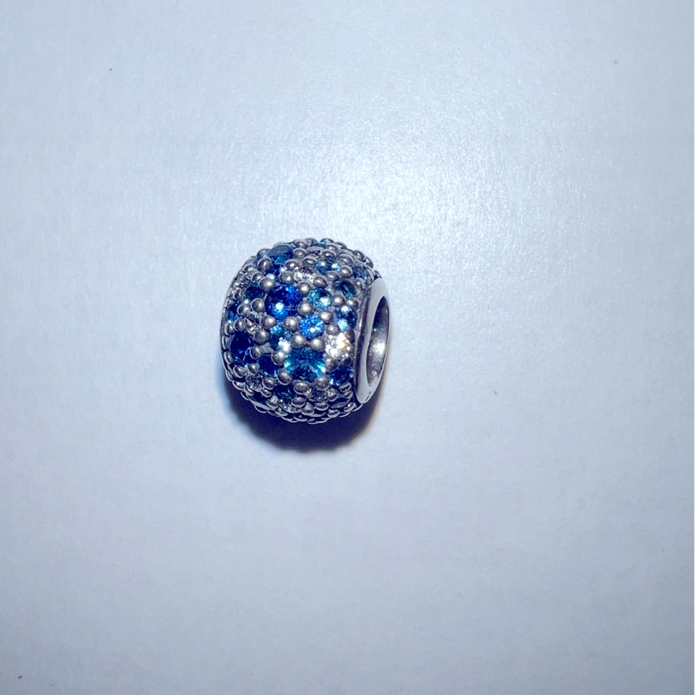 Pandora Sterling Silver Charm decorated with blue stones